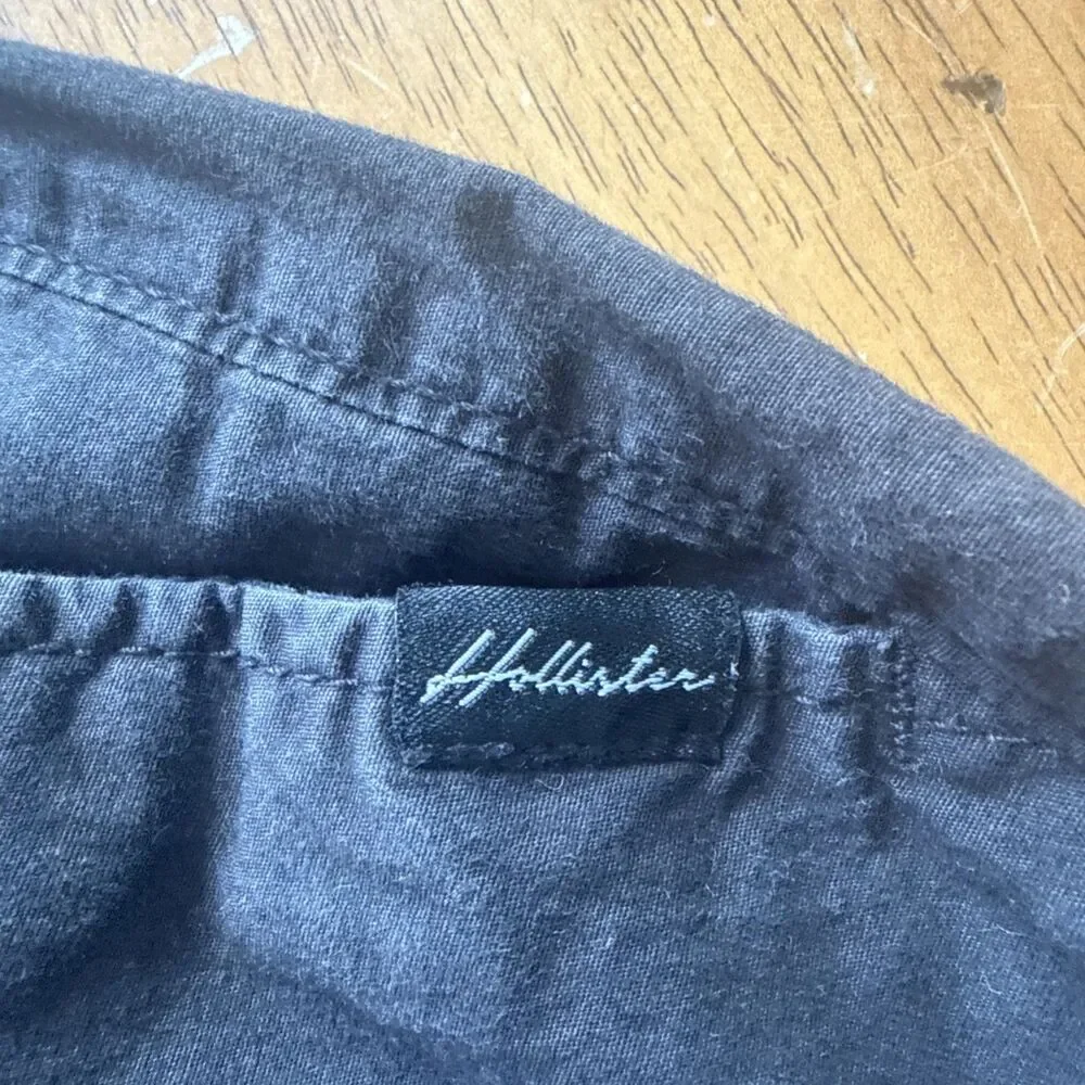 Hollister Mens Epic Flex Jogger Shorts Black Textured Drawstring Size M 5 Inch